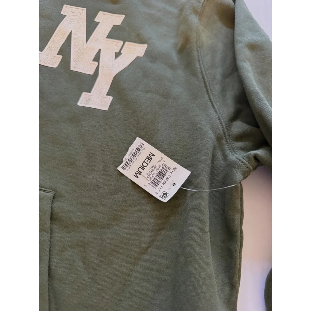 Mode of One Mens Long Sleeve Oversized NY Hoodie in Wild Ivy Size M